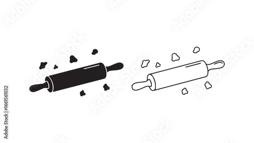 Rolling pin with dough scraps with transparent background