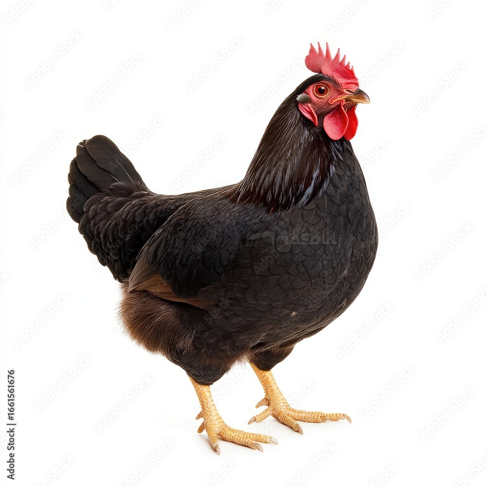 Fototapeta premium Dark brown hen, full body shot, white background