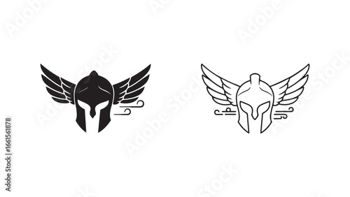 Spartan helmet with wings icon with transparent background