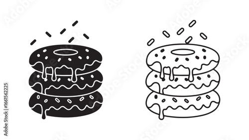 Stacked donuts with glaze and sprinkles
