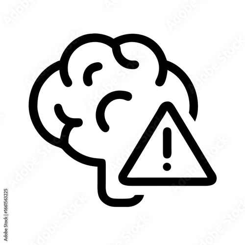 Stylized brain icon with a triangular warning sign indicating a potential problem with the brain health