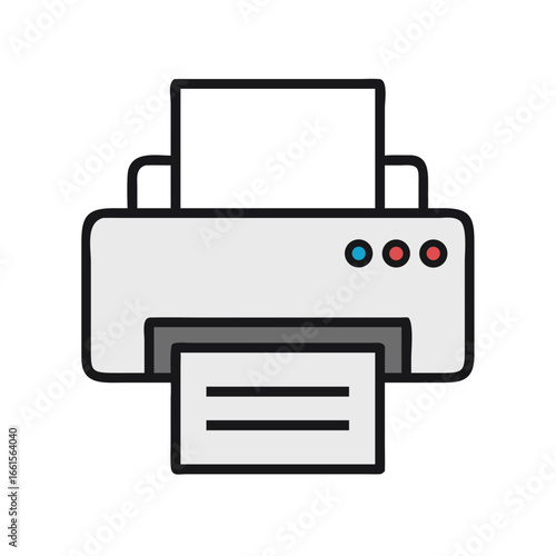 Printer vector illustration office equipment printing machine document output device for home and business use