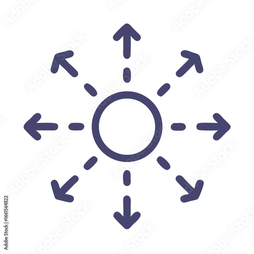 Expansion icon vector illustration representing growth outward distribution and divergence for graphic design use