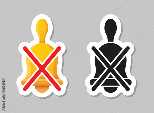 Notification bell sticker icon in flat style. Incoming inbox message vector illustration on isolated background. Ringing bell sign business concept.