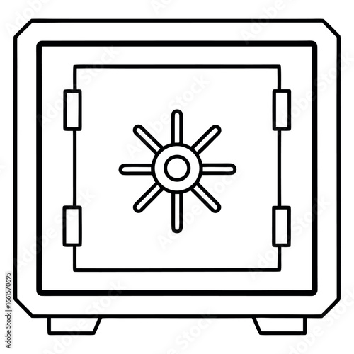Bank Vault Safe Line Art Illustration