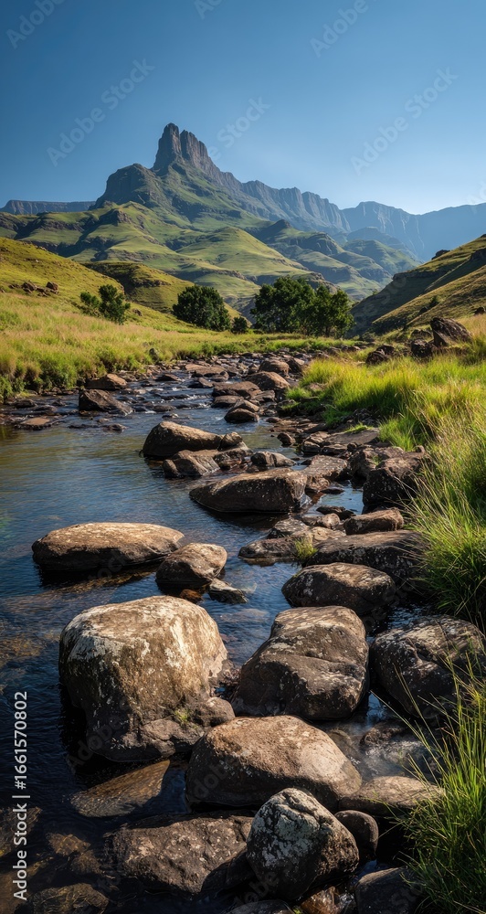 Fototapeta premium Mountain stream flowing through a valley
