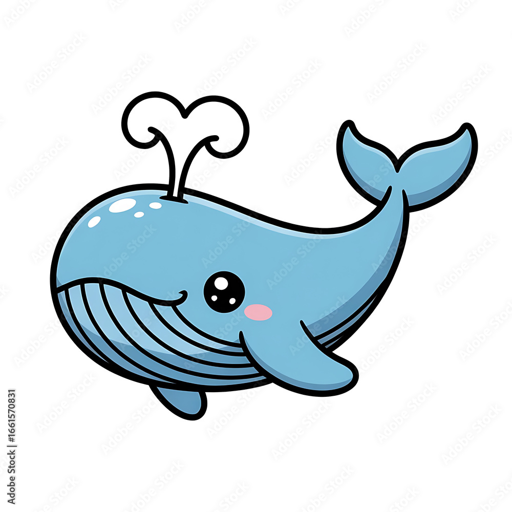 Obraz premium Cute cartoon blue whale silhouette swimming ocean art design royalty free image royalty free stock photos premium quality