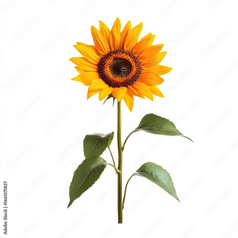 Obraz premium Single sunflower against white background (5)