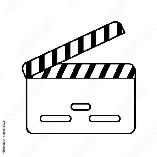 Clapperboard Icon Line Art – Movie Slate Symbol for Film and Video Production