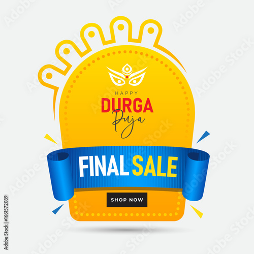 Durga Puja Offer Banner Design Layout Template Illustration, Indian Festival Offer Banner Design Template