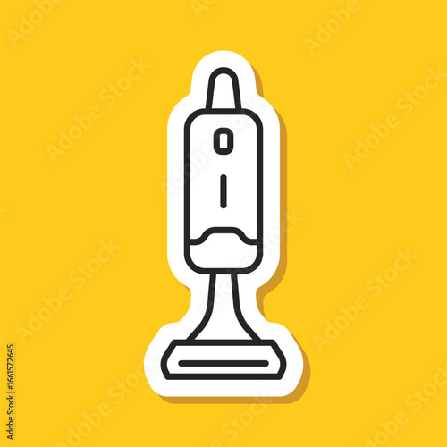 Vacuum cleaner sticker icon in flat style. Equipment for house cleaning vector illustration on isolated background. Clean machine sign business concept.