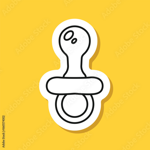 Baby pacifier sticker icon in flat style. Nipple for newborn child vector illustration on isolated background. Soother sign business concept.