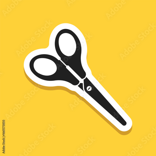 Scissor sticker icon in flat style. Cutting hair equipment vector illustration on isolated background. Hairdressing sign business concept.