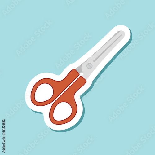 Scissor sticker icon in flat style. Cutting hair equipment vector illustration on isolated background. Hairdressing sign business concept.