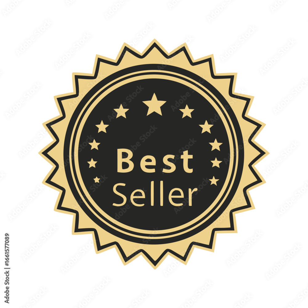 Fototapeta premium Gold and black best seller seal of approval vector eps