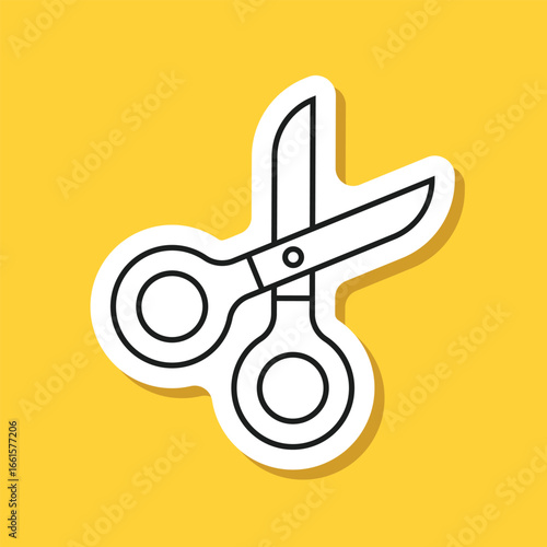 Scissor sticker icon in flat style. Cutting hair equipment vector illustration on isolated background. Hairdressing sign business concept.