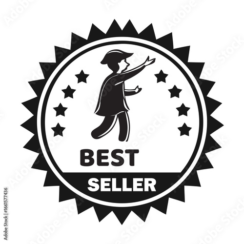 Best seller badge with a child playing yo yo vector eps
