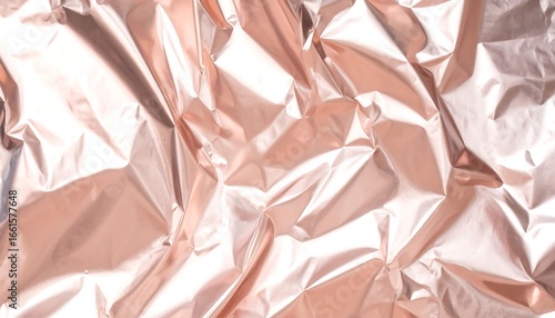 Textured rose gold foil with reflective highlights creating a visually appealing backdrop