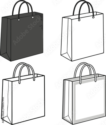 Minimalist shopping bag reusable bag and paper bag