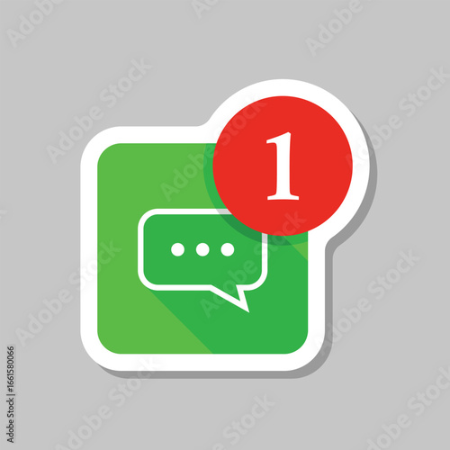 New message sticker icon in flat style. Incoming inbox email vector illustration on isolated background. Bubble notification sign business concept.