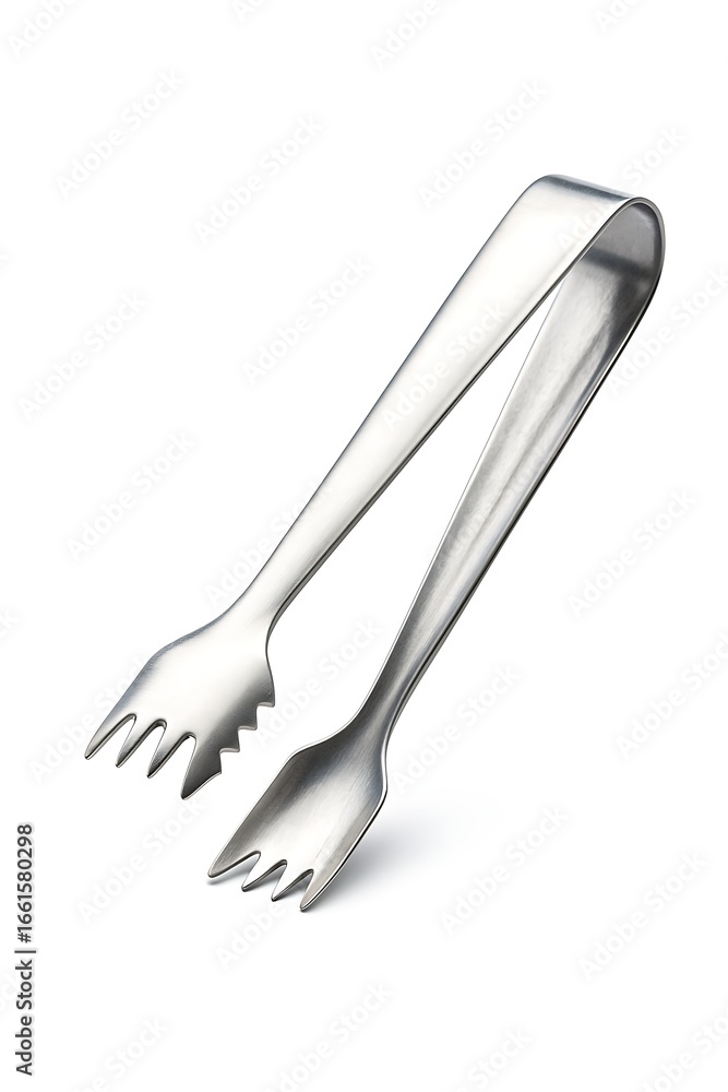 Obraz premium Stainless steel serving tongs with dual fork design for efficient food handling