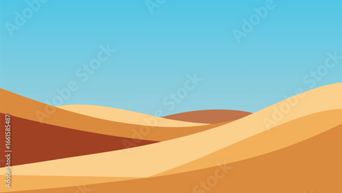 Minimalist desert landscape vector illustration with clean lines and rolling sand dunes