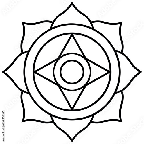 Throat Chakra Mandala Line Art Coloring Page
