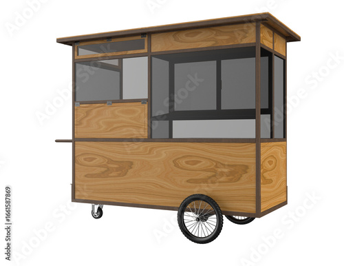 Obraz na plátně Versatile Fried Food Cart with Rustic Wooden Design for Mobile Outdoor Catering Service