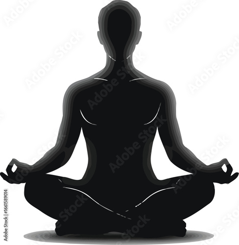 Meditative man in lotus position radiating calm energy and spirituality
