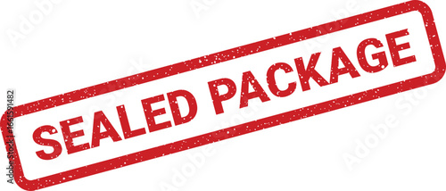 Grunge sealed package stamp illustration for delivery services, top view