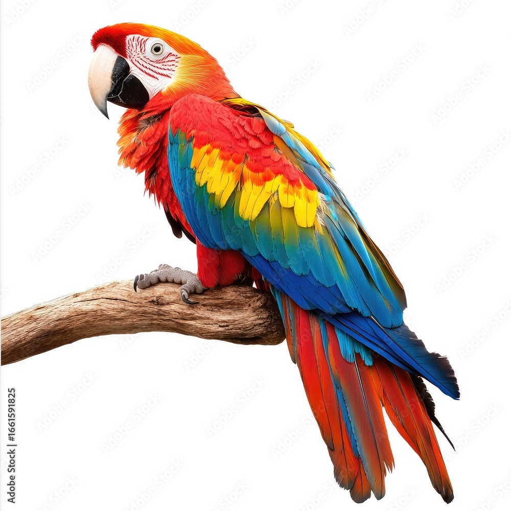 Naklejka premium Vibrant macaw perched on branch