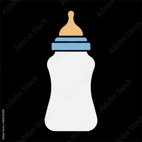 Baby milk bottle icons in flat and line style set.