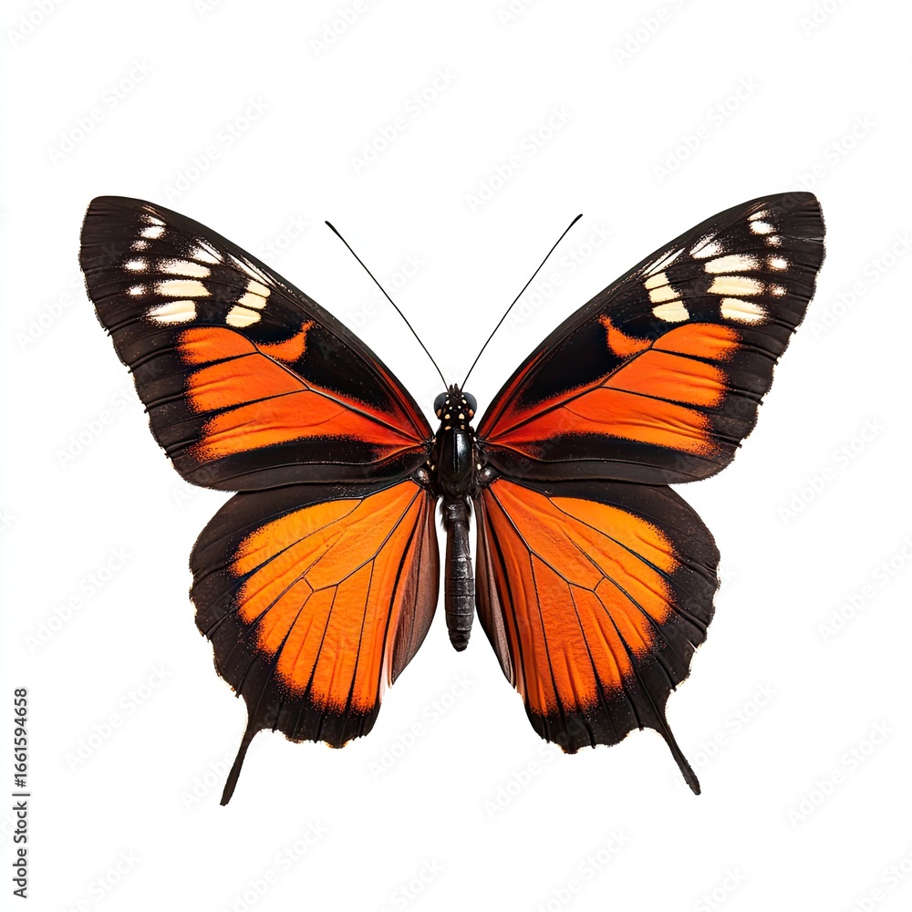 Fototapeta premium Orange and black butterfly, wings spread (9)