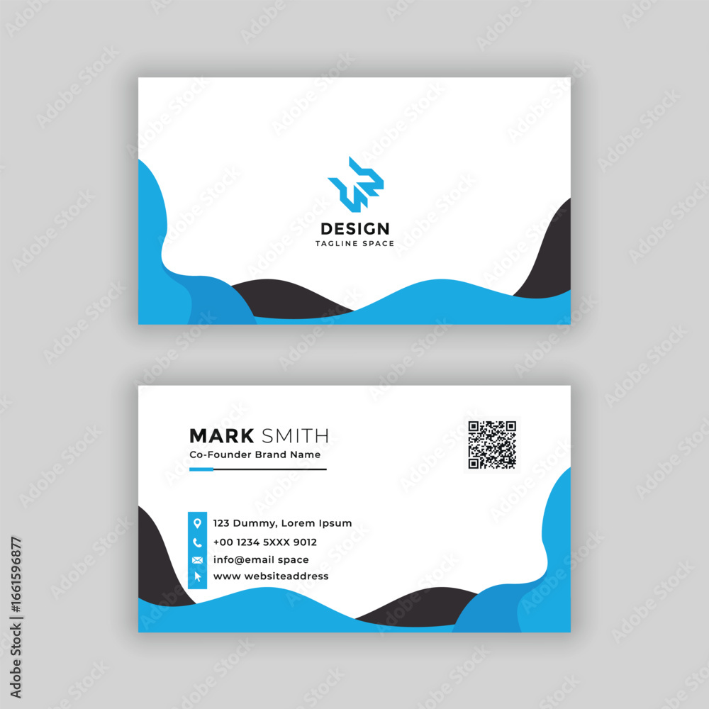 Naklejka premium Modern creative business card and name card horizontal simple clean template vector design