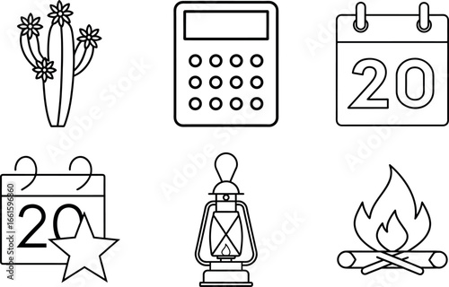 School and Study Doodle Icons with Calendar Pencil and Alarm Clock