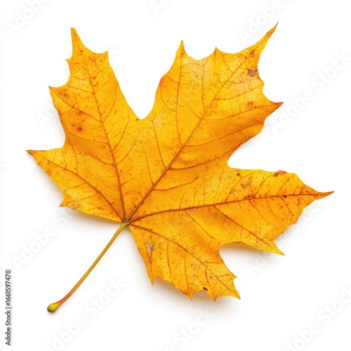 Wallpaper Mural Isolated autumn maple leaf, vibrant yellow, detailed veins Torontodigital.ca