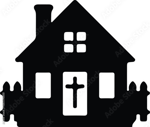 Vector Church house building silhouette illustration art faith vector silhouette Illustrator