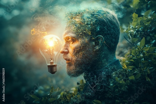 ecological green energy revolution concept, represented by vivid, creative visuals symbolizing the global shift toward clean, renewable energy sources, Generative AI