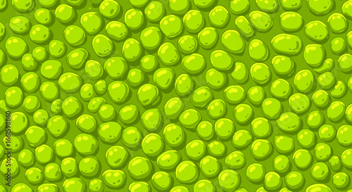Green rounded shapes densely cover a green background creating a textured bumpy effect