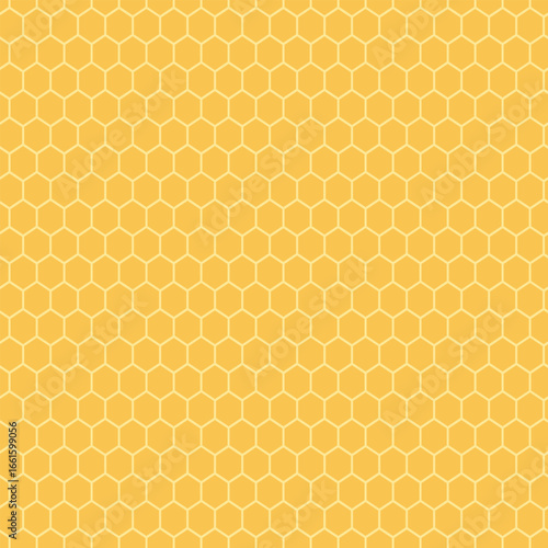 Seamless honeycomb pattern in vibrant golden yellow, perfect for honey branding, eco-friendly design, and textile backgrounds