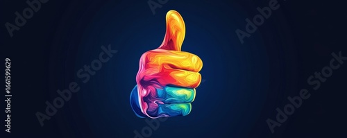 colorful thumbs-up logo, designed with vibrant hues to symbolize positivity and approval. The bright colors create an energetic, uplifting visual perfect for conveying success, Generative AI