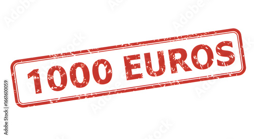 Red Rectangular Stamp with 1000 EUROS on White Background