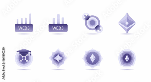 Web3 Decentralized Technology Icons  Purple Gradient Design