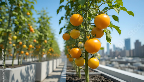 Fresh citrus fruits, ripe and sweet, hang from a healthy orange tree in an organic orchard