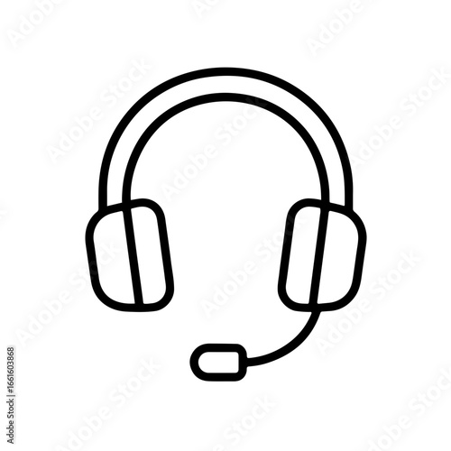 Black and White Outline Gaming Headset Icon