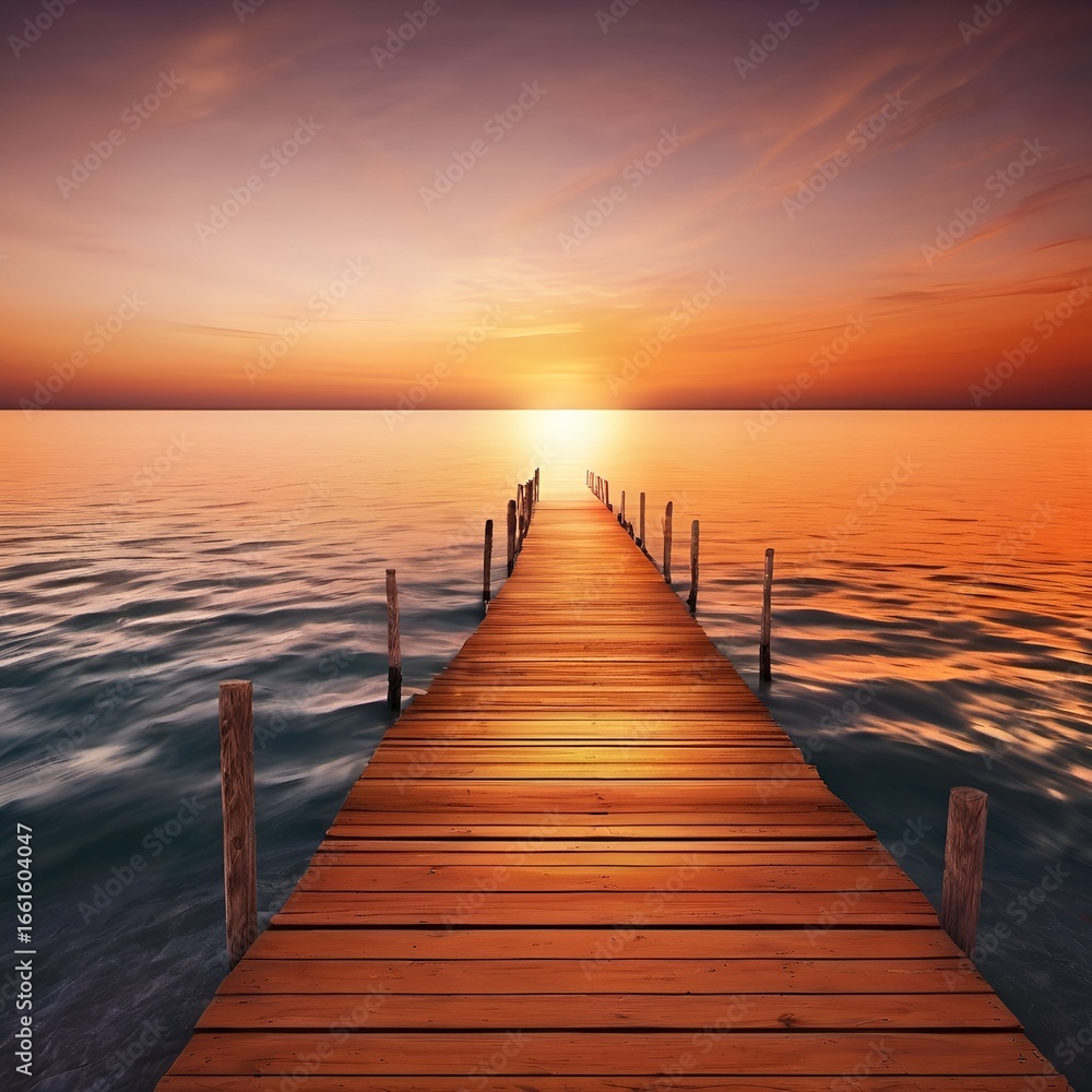 Obraz premium Golden Hour Fishing Pier