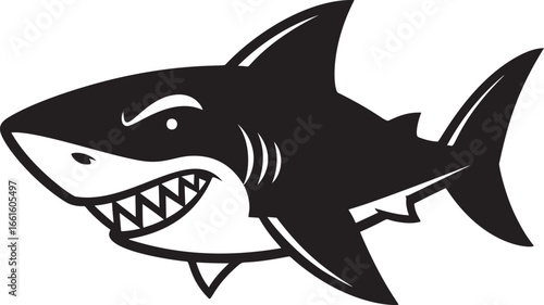 Black and White Shark Vector Illustration