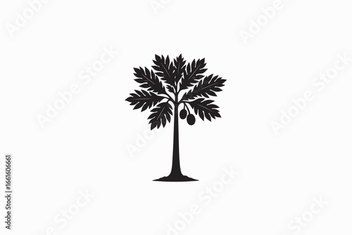 A Breadfruit growth tree vector silhouettes black image made by adobe illustrator  .eps