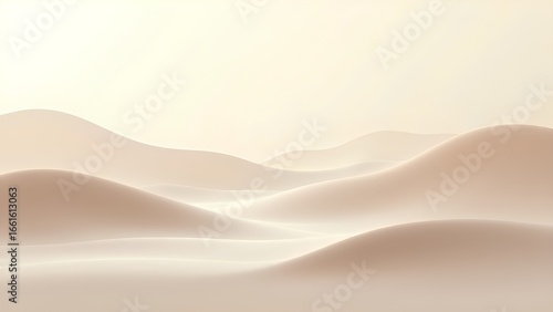 A serene, minimalist landscape of soft, rolling sand dunes in a warm, beige color palette, creating a tranquil, abstract background with a sense of calm and space.