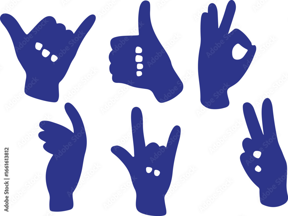 Fototapeta premium Hand gesture silhouette, finger sign vector, hand symbol design, hand pose clipart, hand outline illustration, finger artwork vector, gesture black silhouette, hand sign drawing, hand isolated design,